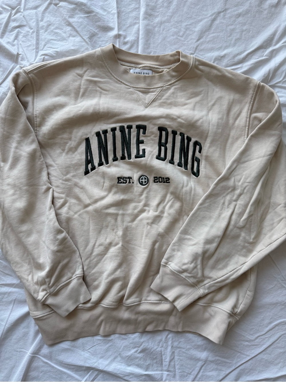 Anine Bing Collegiate Logo Sweatshirt | Cream | Size M